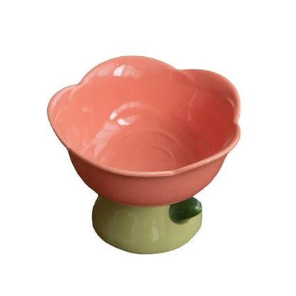 Cute Ceramic Cat Bowl Non-slip Flower Shape Food Water Pet Supplies Cat