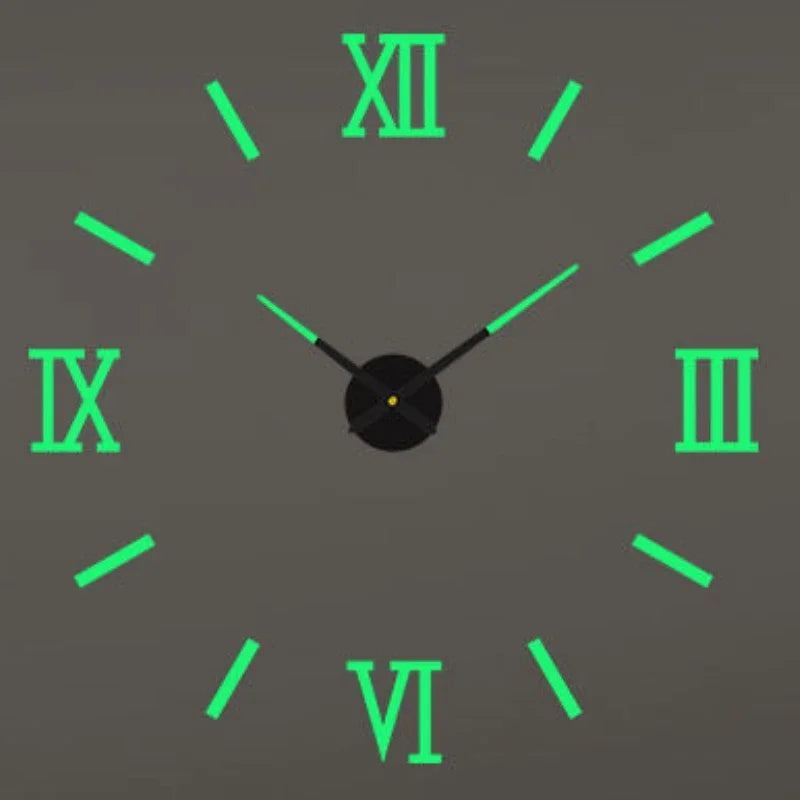 Large 3D Wall Clock Luminous Classic Wall DIY Digital Wall Stickers