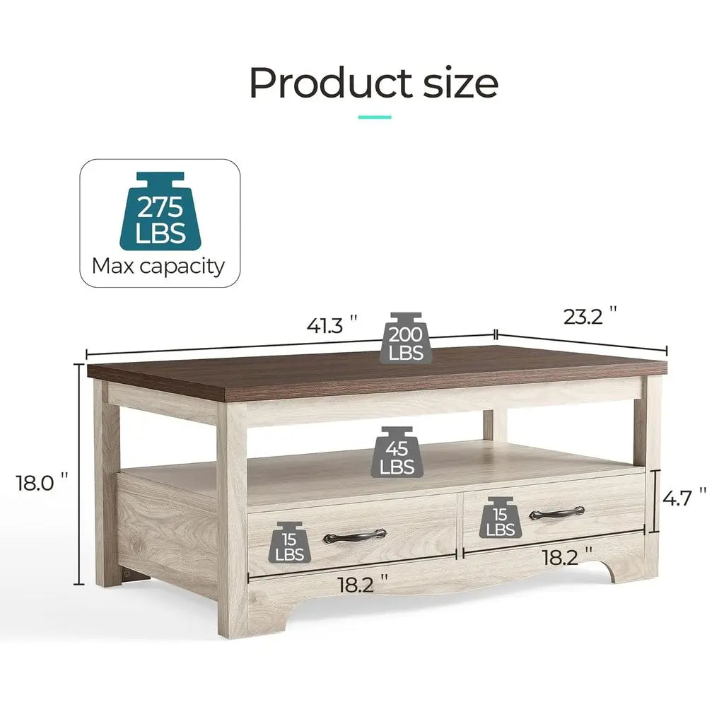 Modern Rustic Storage Coffee Table,