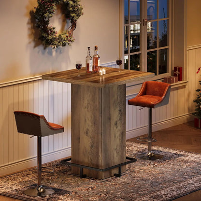 Bar Table, 39.37" High Square Pub Table for Small Bars.