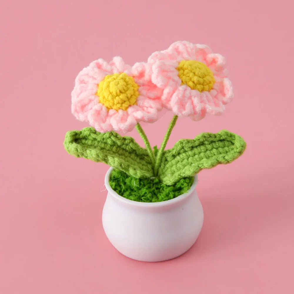 Hand-knitted Sunflower Tulip Crochet Flowers Potting
