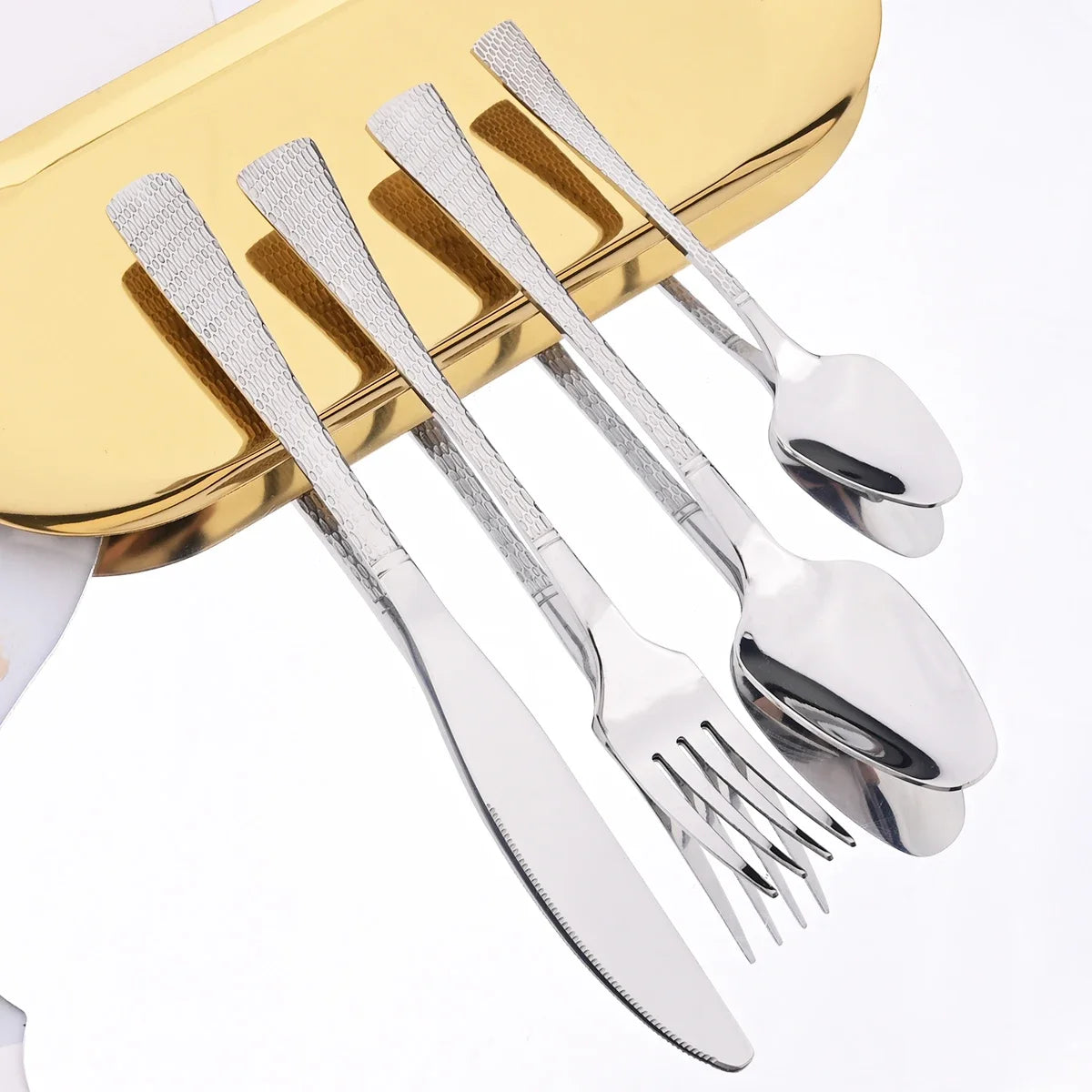 Stainless Steel Dinnerware Set Knife Fork Spoon Dinner Set Kitchen Silver Flatware