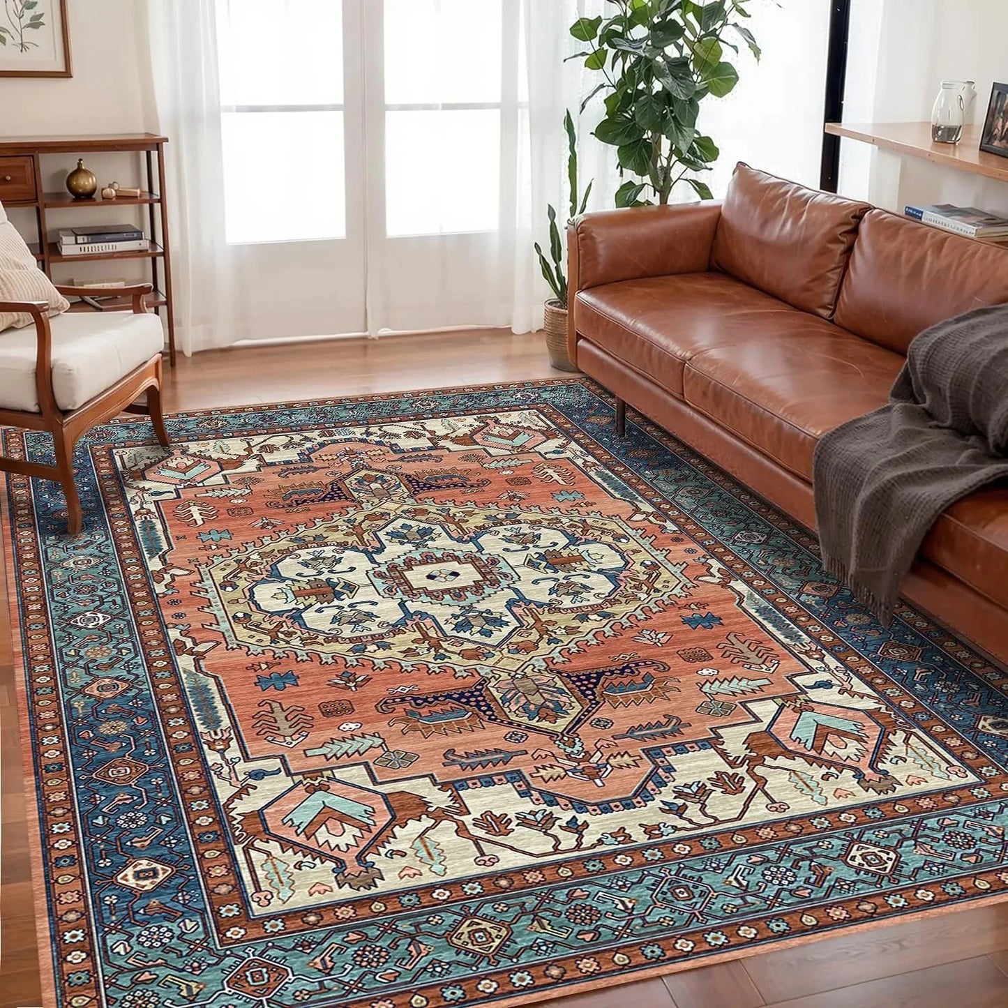VIKAMA Bohemian Crystal Velvet Anti Slip Carpet for Living Room,