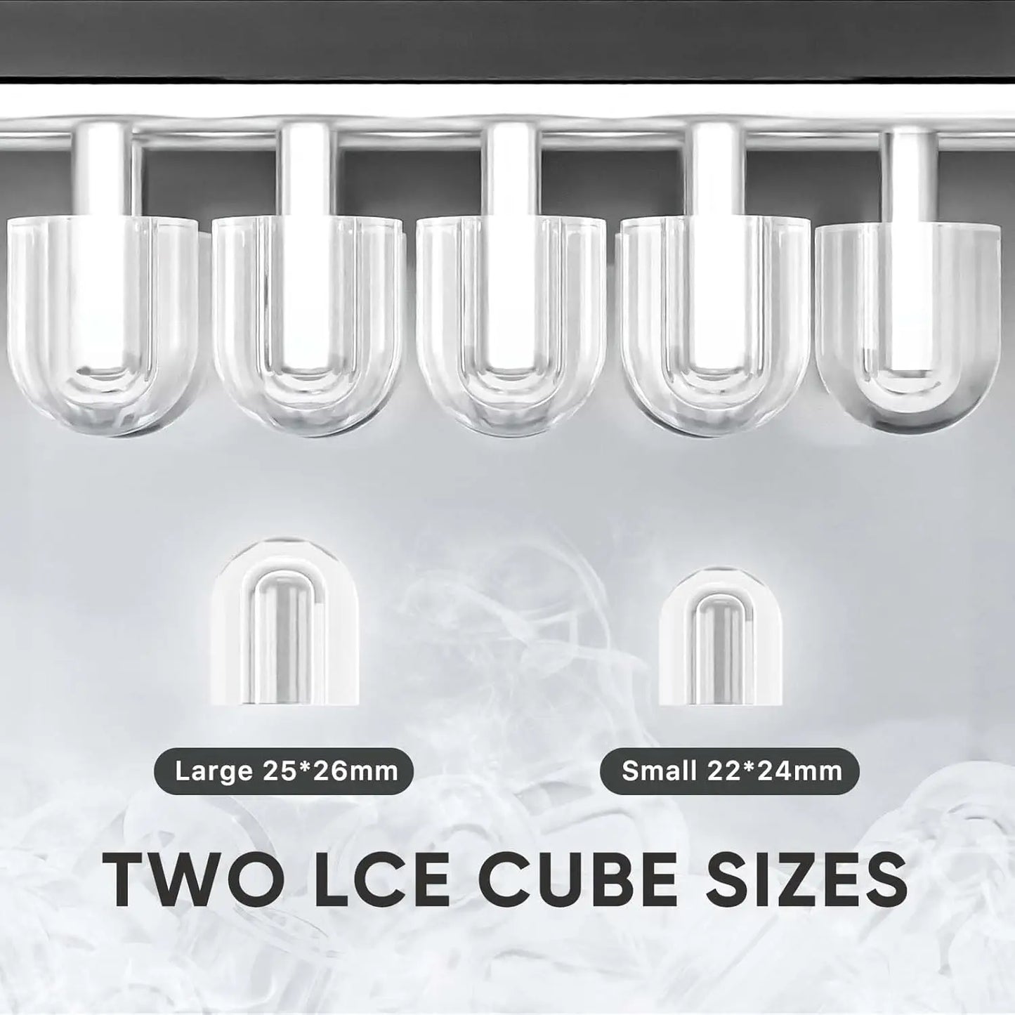 Portable Ice Maker, 26lbs/24H, 9 Cubes in 6 Mins, Self-Cleaning,