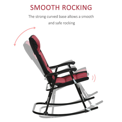 2PC Oversized Folding Rocking Camping Chairs, Red