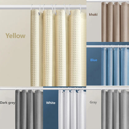 Thickened Waffle Solid Color Shower Curtain, Non-porous Double-sided Waterproof and Mildew