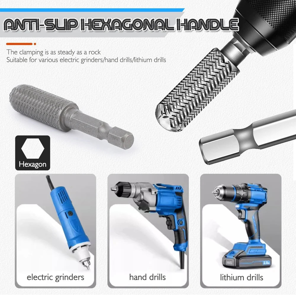 5pcs Hex Shank Rotary Steel File Set for Drilling, Grinding, Sanding & Engraving