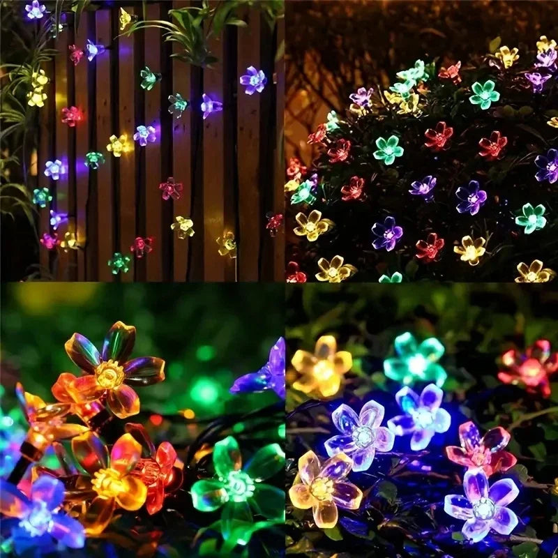 Solar String Sakura Lights 20/50/100/200LEDS Outdoor Waterproof Festival Garden Decorative Lights