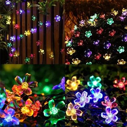 Solar String Sakura Lights 20/50/100/200LEDS Outdoor Waterproof Festival Garden Decorative Lights