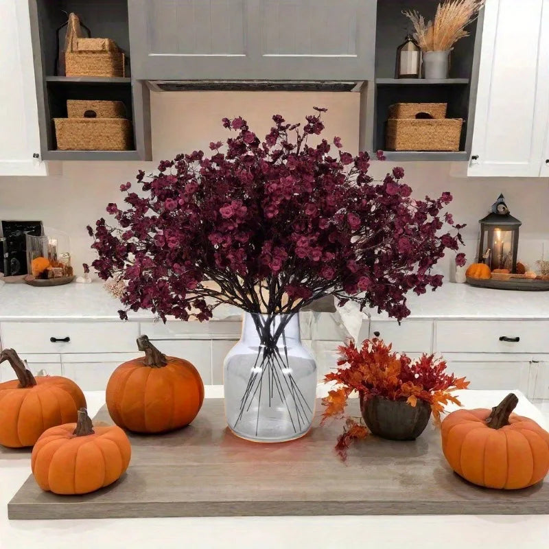Burgundy Bouquets Artificial Flowers for Elegant Weddings, Home Garden Decor, Halloween Christmas Decor