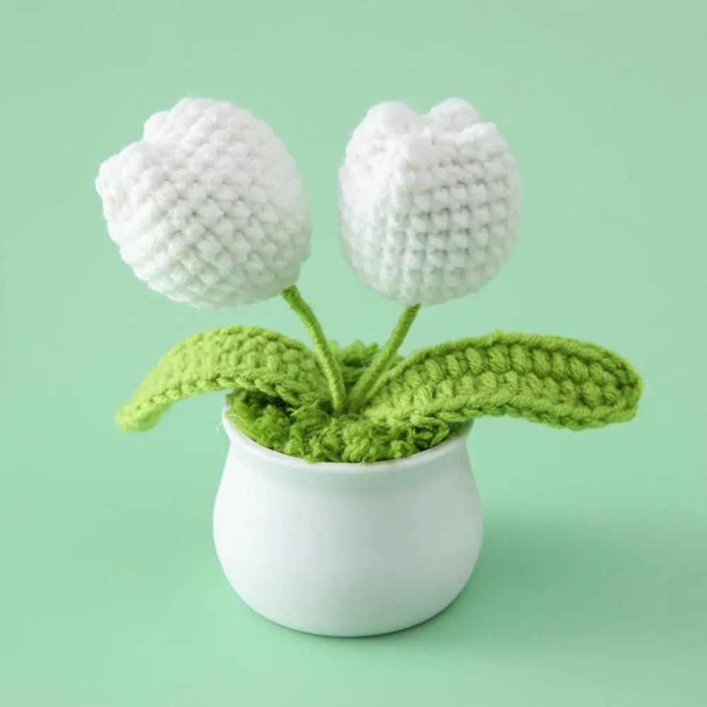 Hand-knitted Sunflower Tulip Crochet Flowers Potting