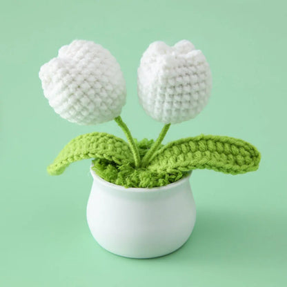 Hand-knitted Sunflower Tulip Crochet Flowers Potting