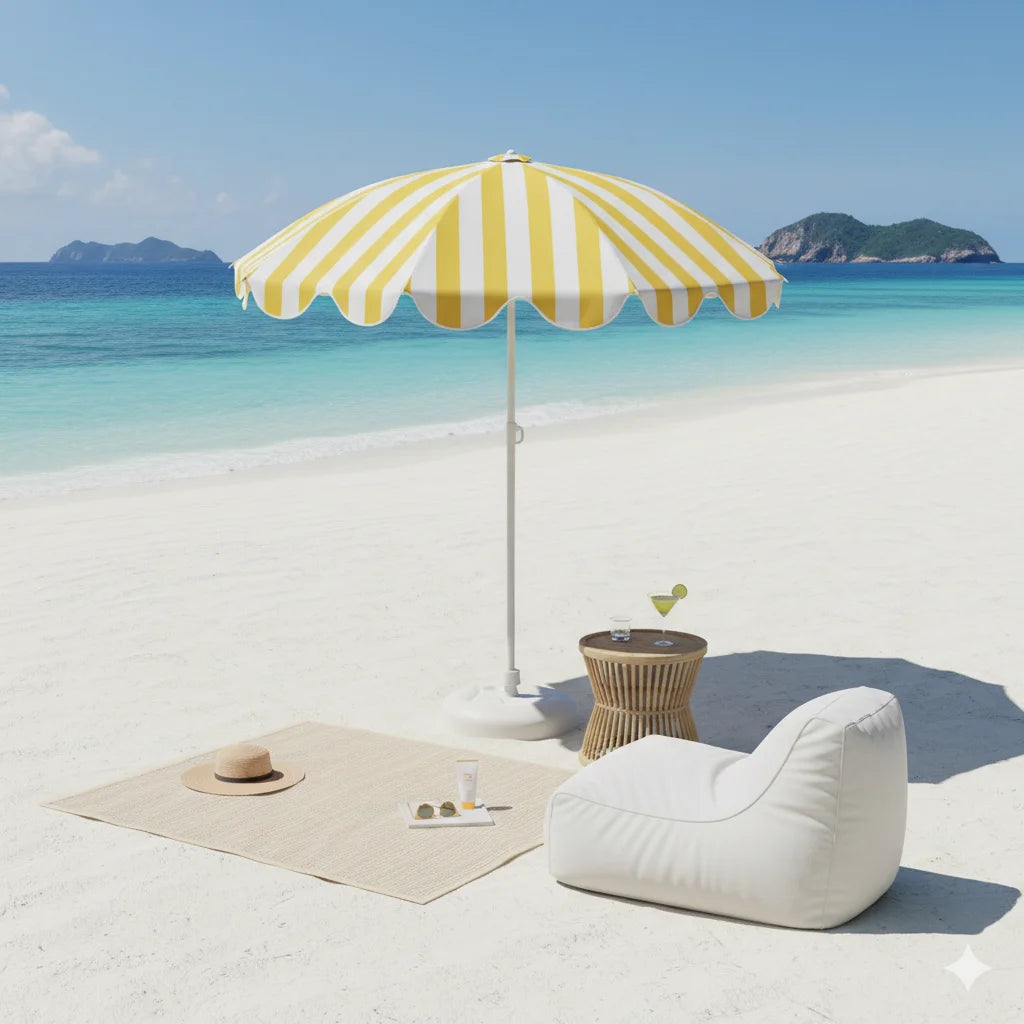 Adjustable Height UPF50+ UV Protection Beach Sun Umbrella (Base Not Included)