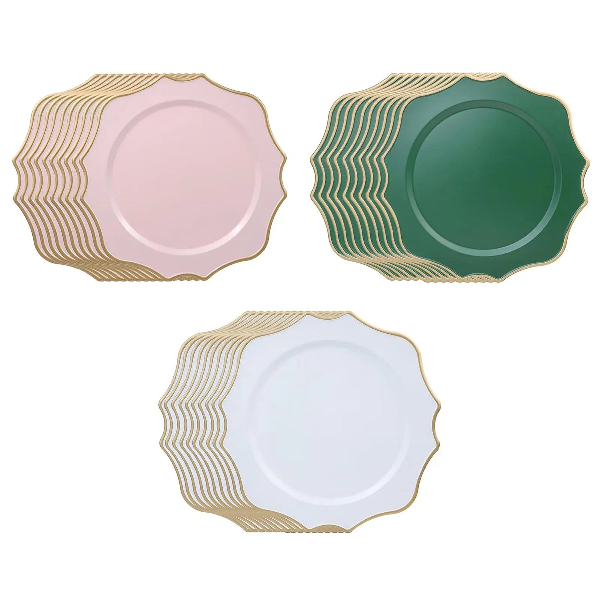 Elegant Plastic Charger Plates Decorative Tableware Plates for Holiday Dinner Events