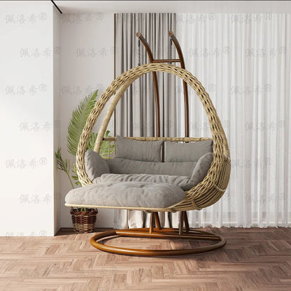 Hanging basket rattan courtyard double swing lazy chair