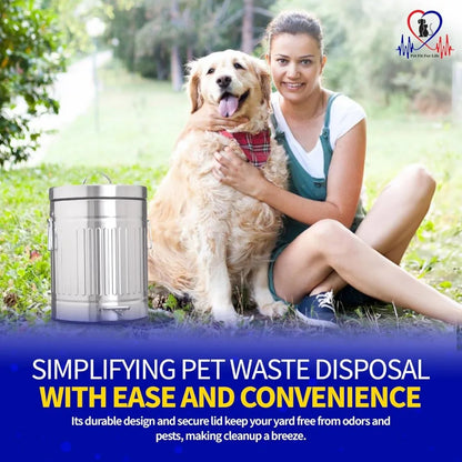 11" Galvanized Steel Pet Waste Can with Step Pedal, Weather-Resistant