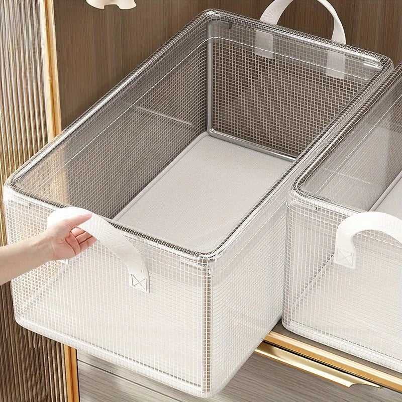 1 Pc Transparent PVC Solid Steel Frame Storage Basket for Home and Dormitory Use