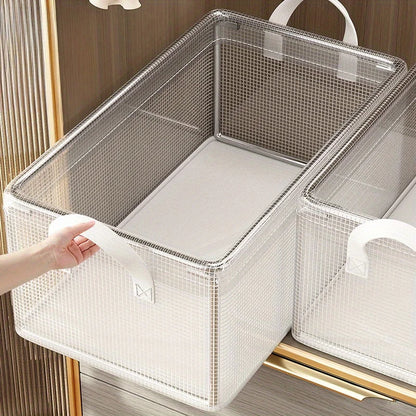 1 Pc Transparent PVC Solid Steel Frame Storage Basket for Home and Dormitory Use
