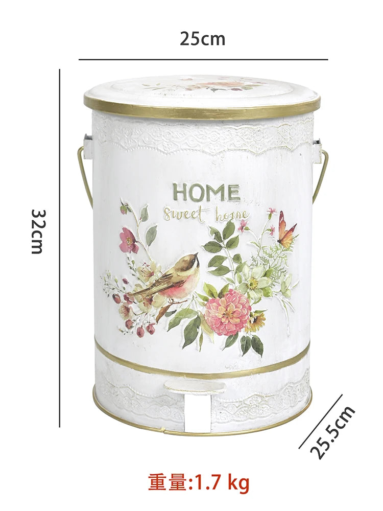 European Style Flower and Bird Outdoor Garden Trash Cans