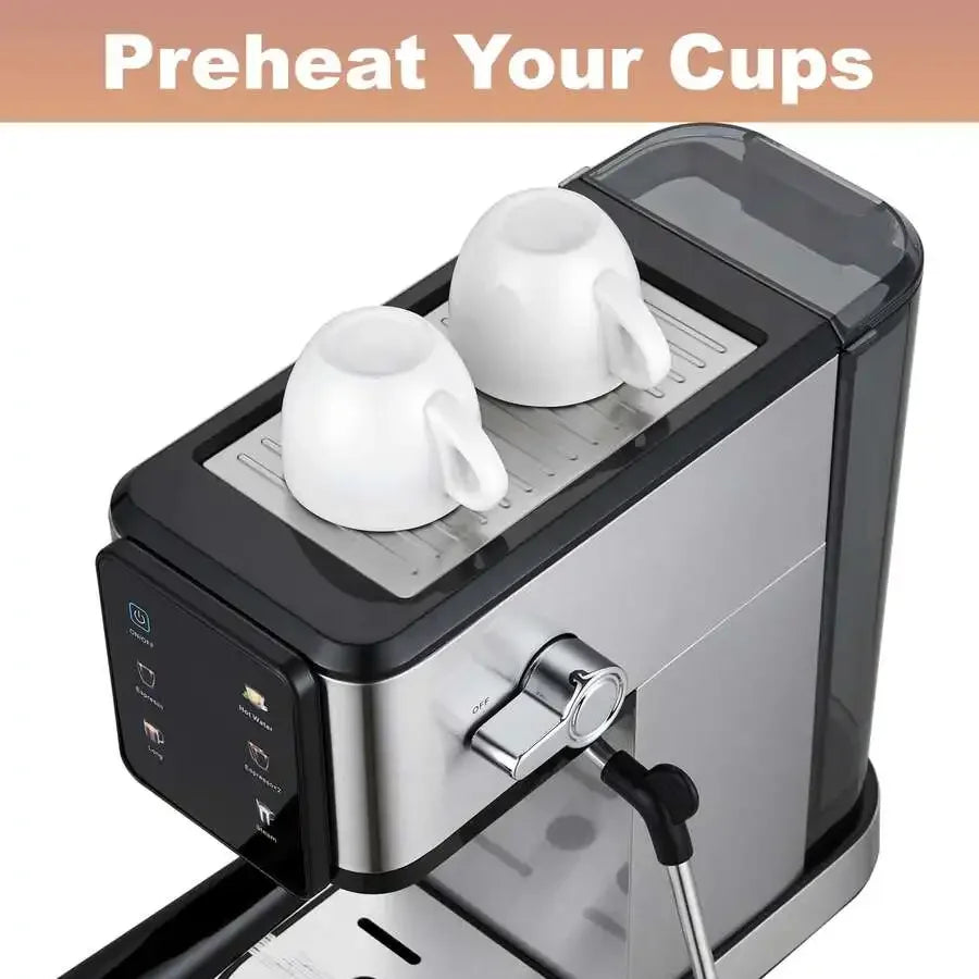 Espresso Machine with Dual Boiler, LCD Touch Control & Milk Frothier Compact Home Coffee Maker for Café Style Cappuccino & Latte,