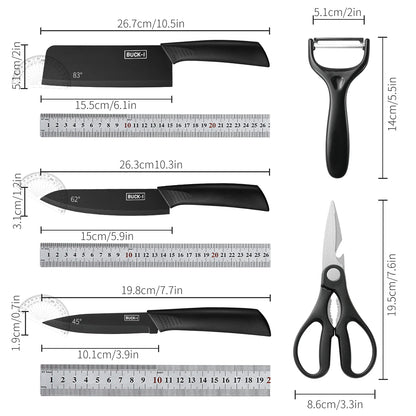 3-5PCS black stainless steel kitchen knife set, including a full set for kitchen chef's