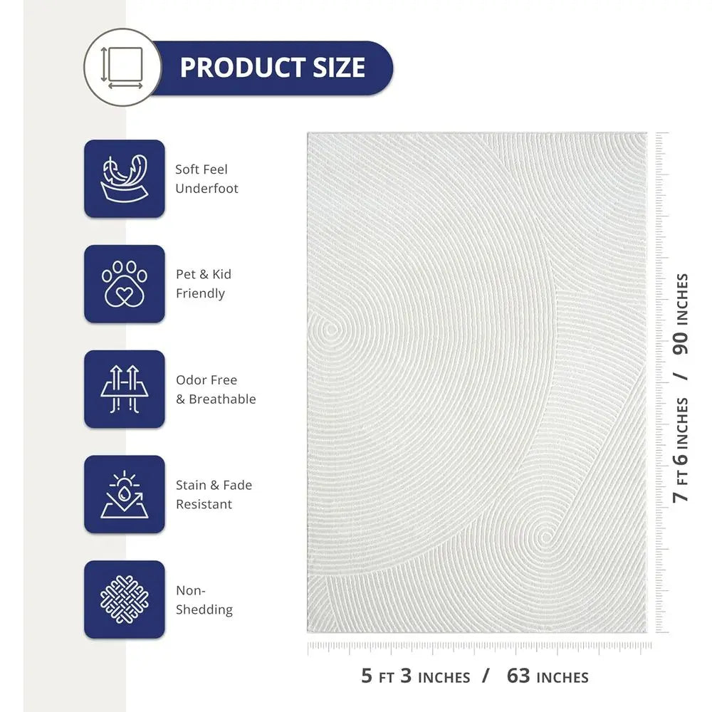 5' x 8' Neutral Cream Area Rug | Elegant Zen-Inspired.