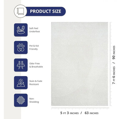 5' x 8' Neutral Cream Area Rug | Elegant Zen-Inspired.