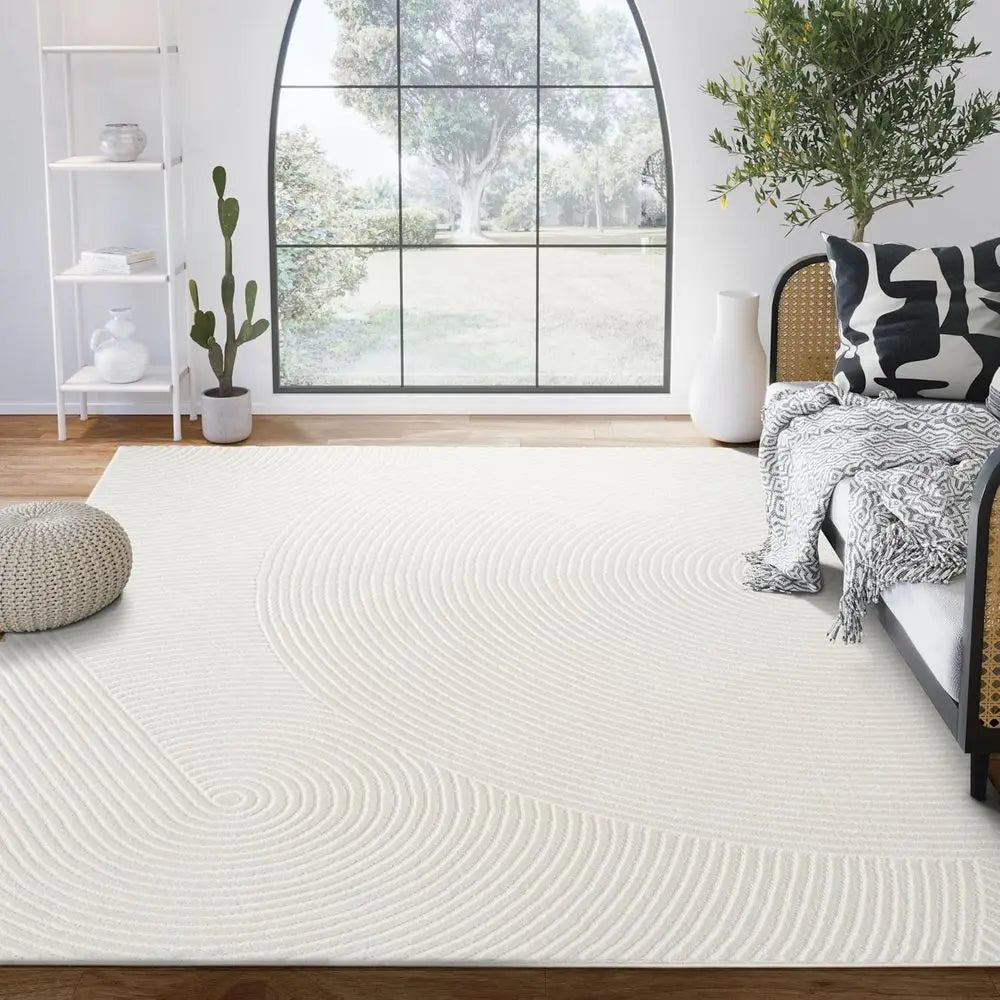 5' x 8' Neutral Cream Area Rug | Elegant Zen-Inspired.