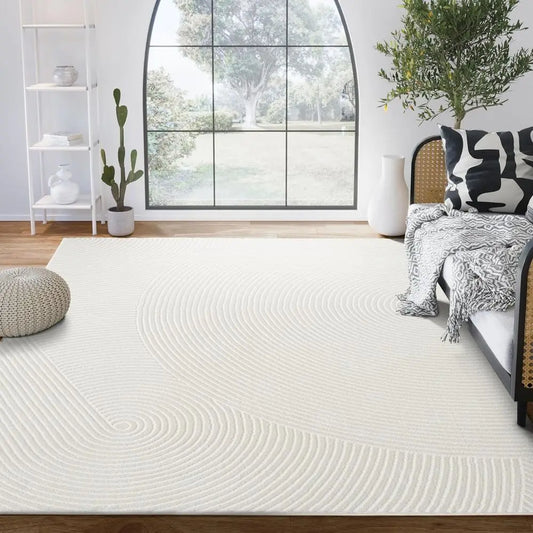 5' x 8' Neutral Cream Area Rug | Elegant Zen-Inspired.
