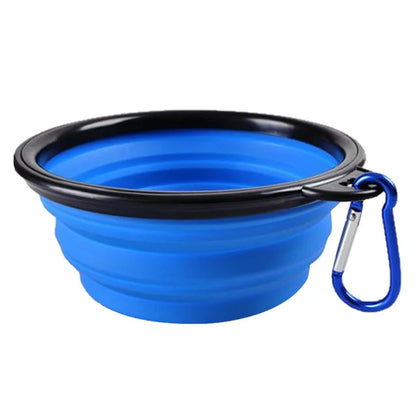 Collapsible Pet Silicone Dog Food Water Bowl Portable Folding Dishes with Carabiner