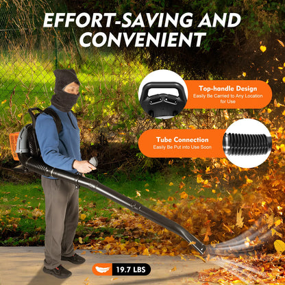 2-Stroke Gas Leaf Blower, Adjustable Speed Backpack Blower, Yard Cleaning
