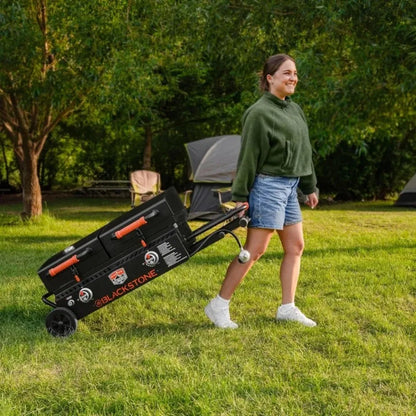 Go Combo with Wheels, Legs Hood & Side Shelf-Heavy Duty Flat Top Portable BBQ Griddle Grill Station for Kitchen