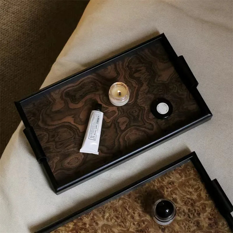 Retro Volcano Pattern Hotel Style Luxury Tea Tray for Home Use