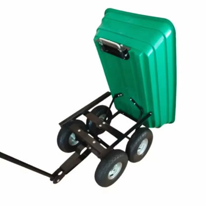 Heavy Duty 600-Pound Capacity Collapsible Steel Frame Wheelbarrow With 10\" Tires Outdoor Yard Poly Garden Dump Cart