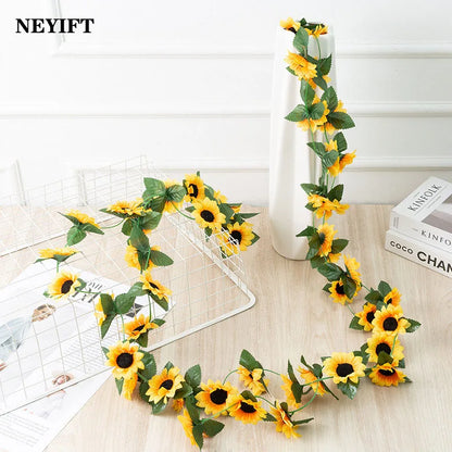 Sunflower Vine Hanging Artificial Flowers Garland Leaves Fake Silk Flowers Decoration