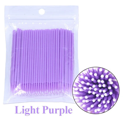 100Pcs Eyelash Cleaning Brush Lash Extension Micro Cotton Swab Individual Eyelashes