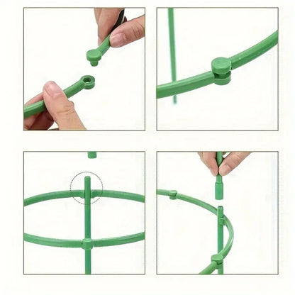 18 Pcs/set 6 Layers Plant Stakes Round Plant Support Ring Plastic Plant Cage Holder Climbing Trellis