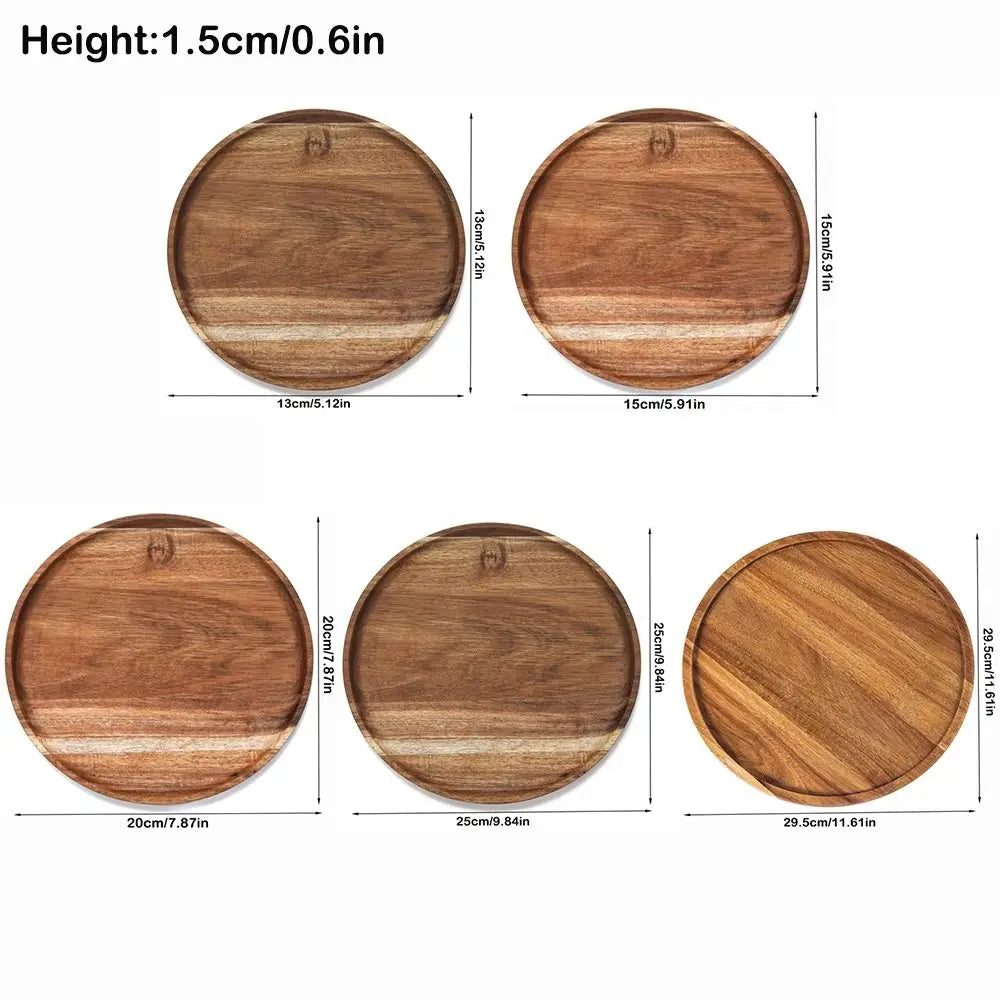 Decorative Round Dinner Plate Wooden Large Wood Dessert Pallet