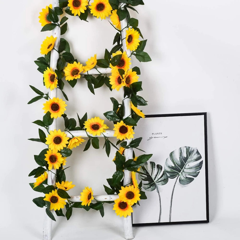 1/3PCS Artificial Flowers Sunflowers Vine Hanging Flowers Wall Festival Rattan Garland