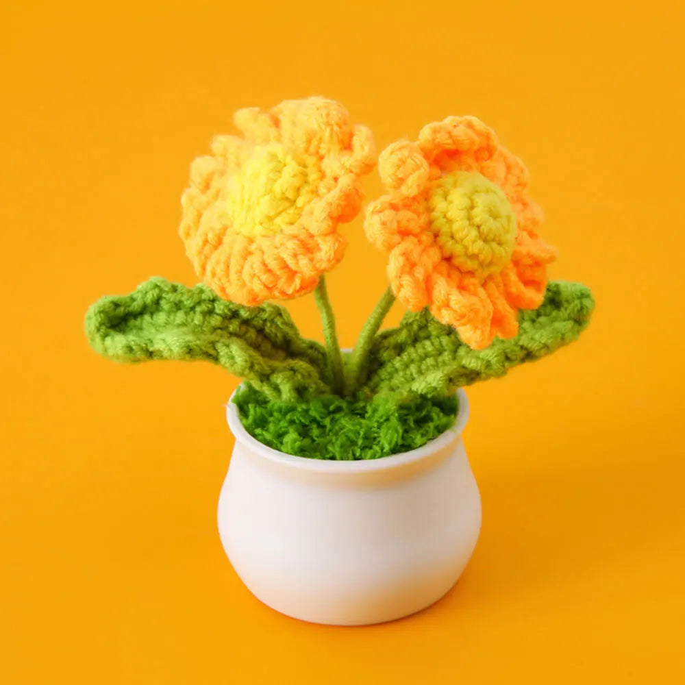 Hand-knitted Sunflower Tulip Crochet Flowers Potting