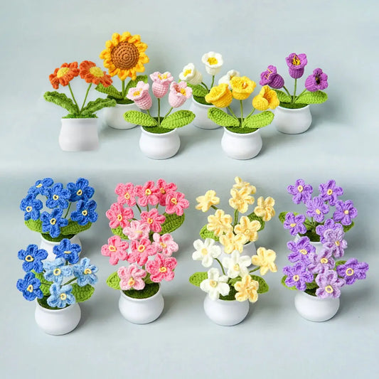 Hand-knitted Sunflower Tulip Crochet Flowers Potting