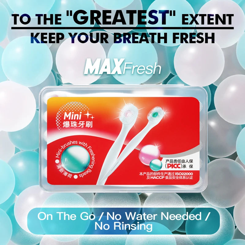 20PCS Mini burst bead Toothbrush Box, No Water Portable Toothbrush for Travel Outdoor No Rinse Oral Cleaning Use