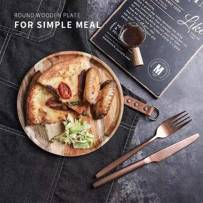 Dish10/15/20/25cm Wooden Round Serving Platter Tray
