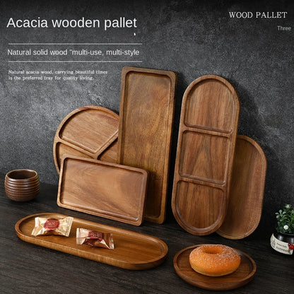 Japanese solid wood fruit plate multi-size high-value snack plate