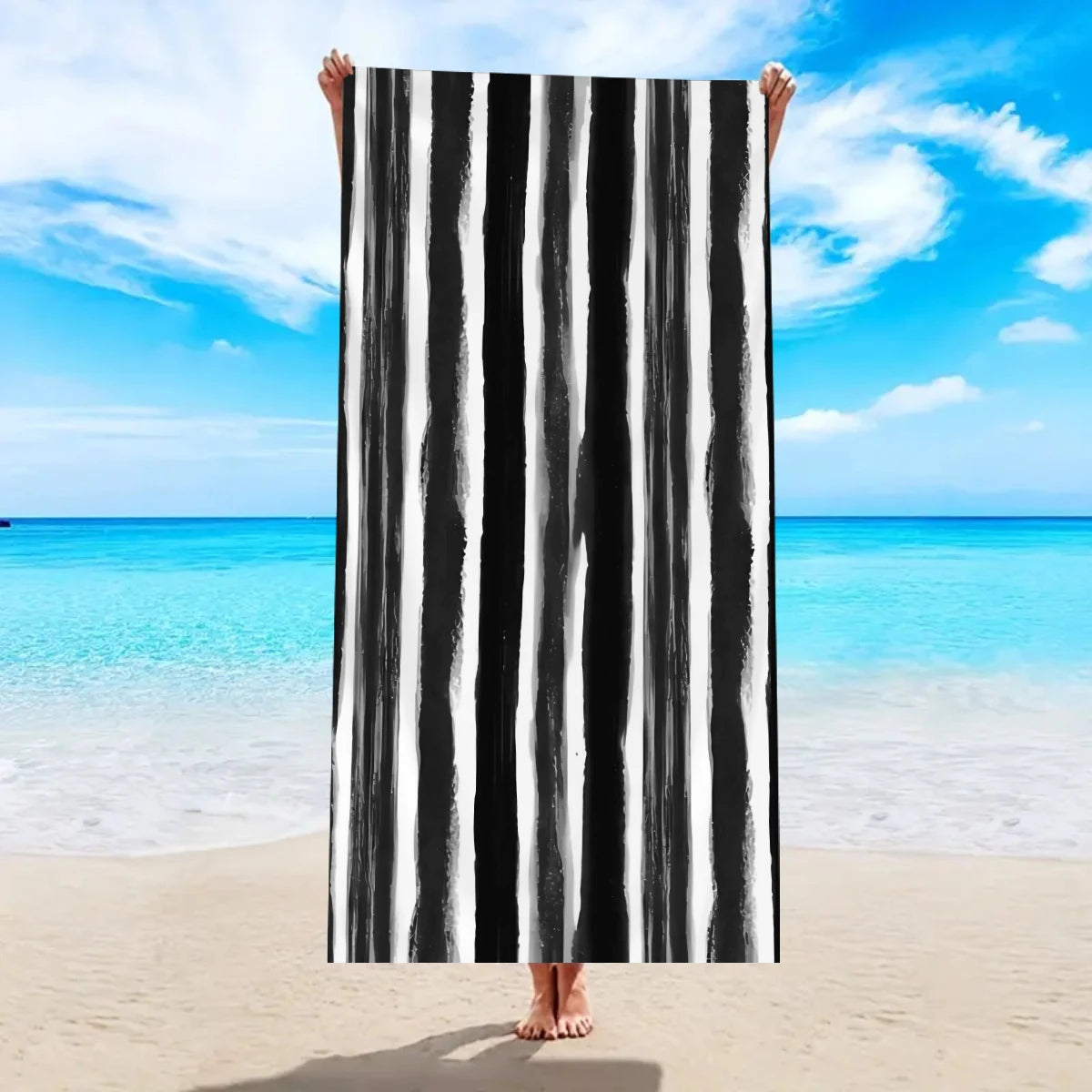 1pc fashionable colorful striped large beach towel, quick drying absorbent swimming beach towel,