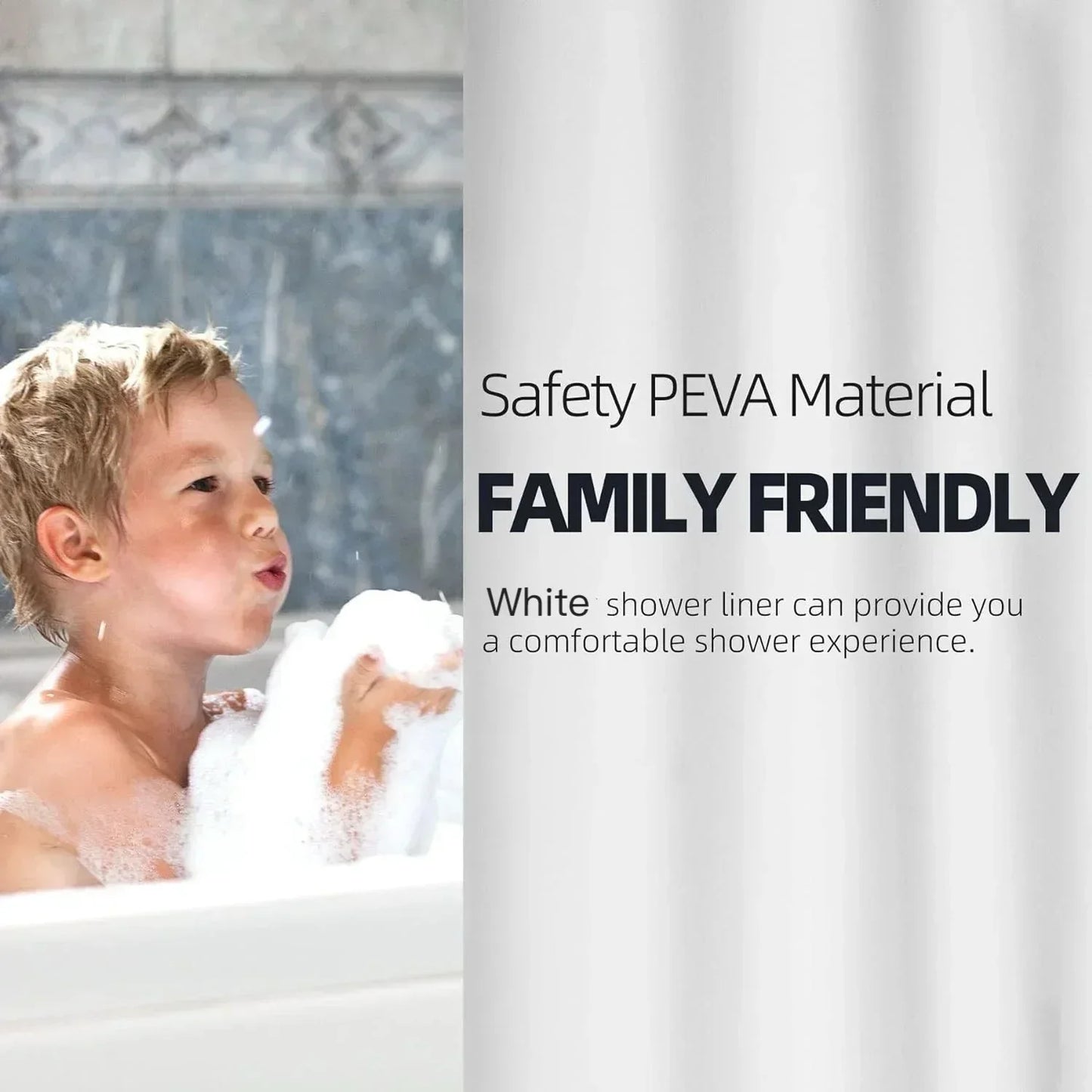 1pc Lightweight Shower Curtain Liner with Bottom Magnets, Waterproof Plastic