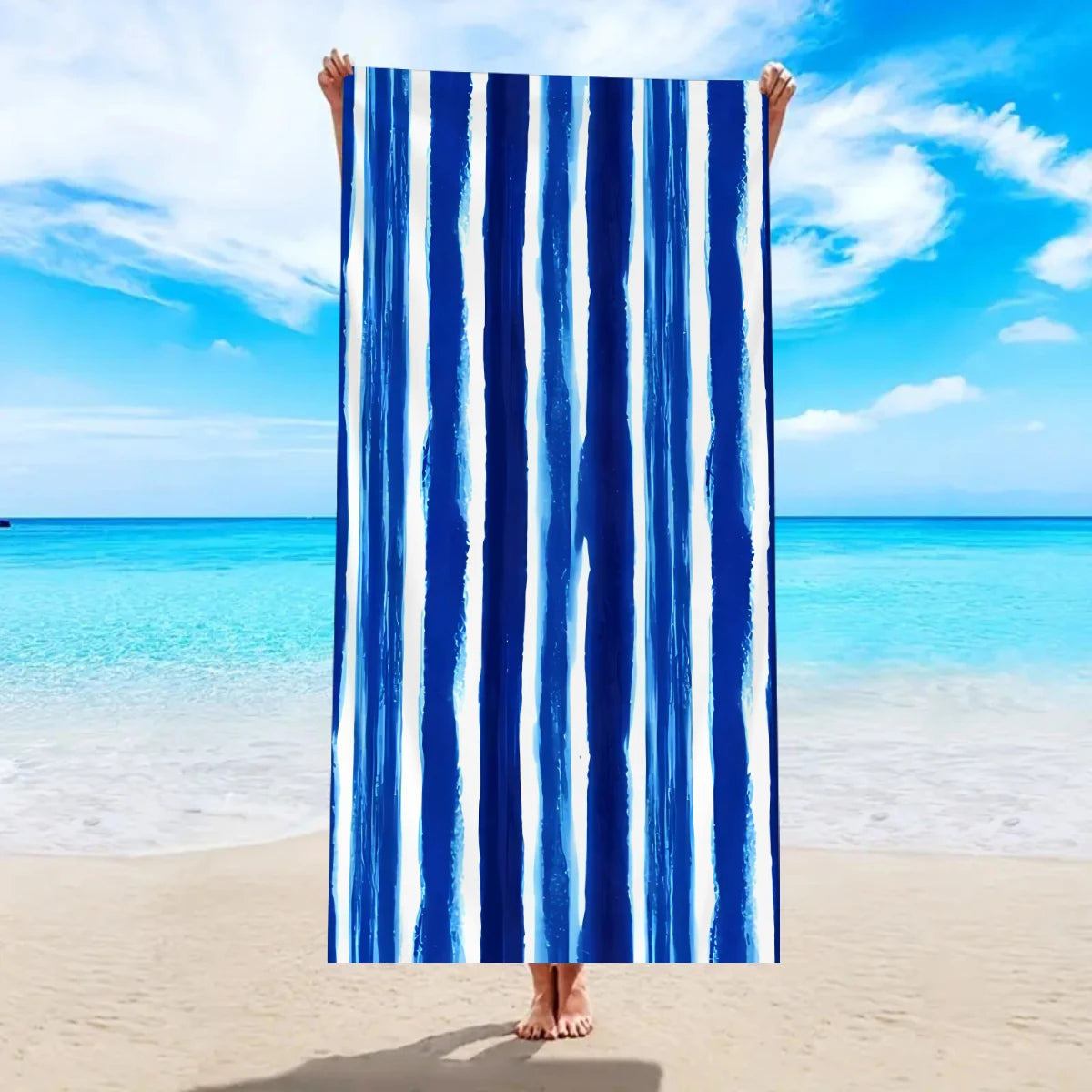 1pc fashionable colorful striped large beach towel, quick drying absorbent swimming beach towel,