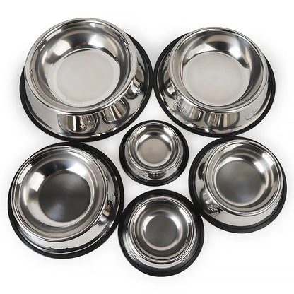 Stainless Steel Dog Cat Food Bowl Pets Quality Metal Pawprint Feeder Non-slip Pet Feeding