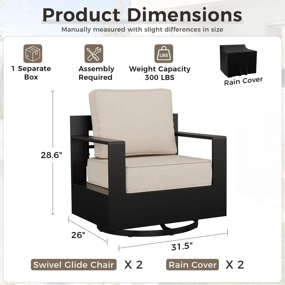 Outdoor Swivel Rocker Patio Set of 2, All-weather Metal Outdoor Chair