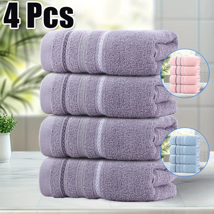 100% Cotton 4 Pack, Luxury Quick Dry Absorbent Towel Set